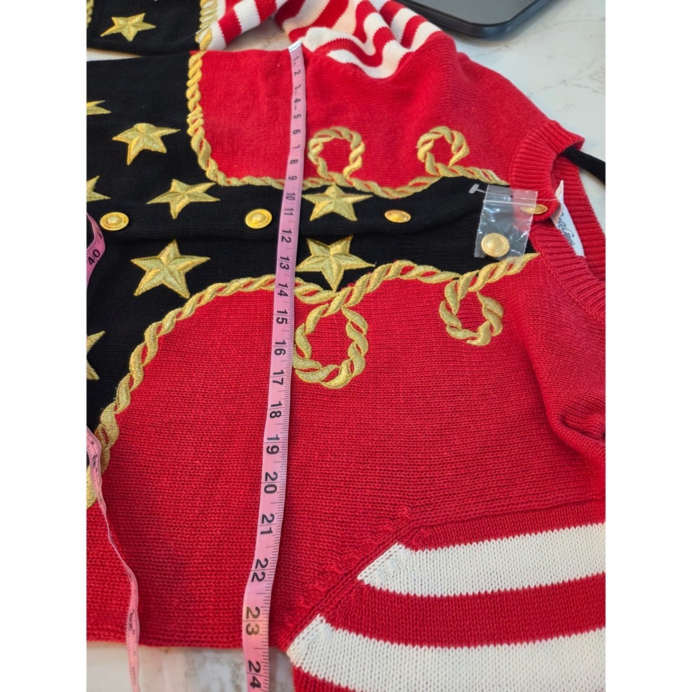 Alexa Grace 90s Patriotic Cardigan 1X Red Americana Stars Stripes Embellished - Picture 10 of 10